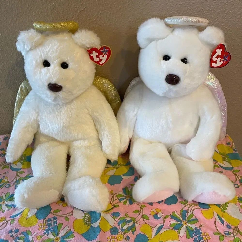 TY Halo and Halo II Beanie Buddies Angel Bears